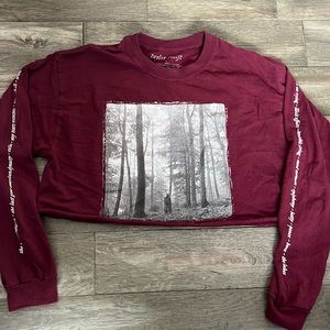 Taylor Swift RARE Maroon Folklore Album Cover Crop Long Sleeve Shirt